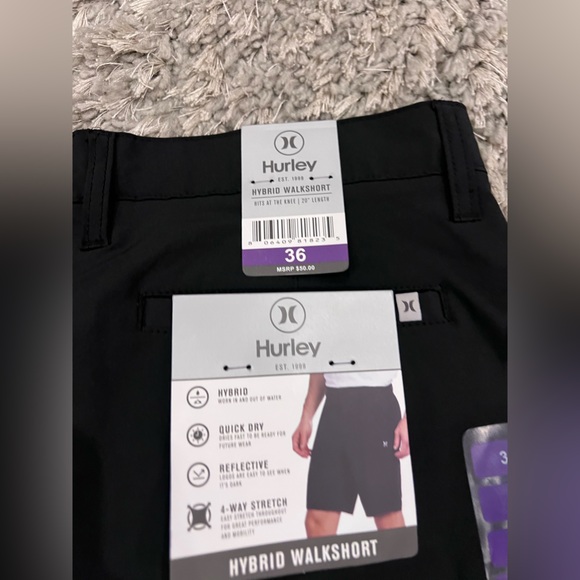 NWT Hurley men’s dry fit material shorts. Size 36 - Picture 5 of 5